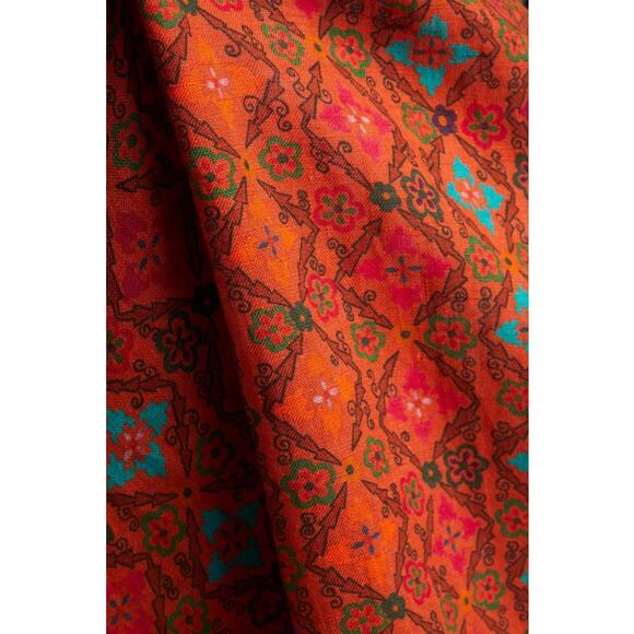 SALONI Rachel Printed Sleeveless Linen Mini Dress Rainbow Trellis Orange Pink 2 - Picture 4 of 9